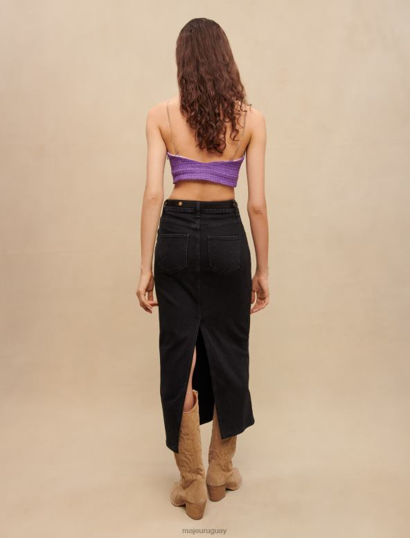Maje top corto de tweed ropa púrpura mujer 2J08B274