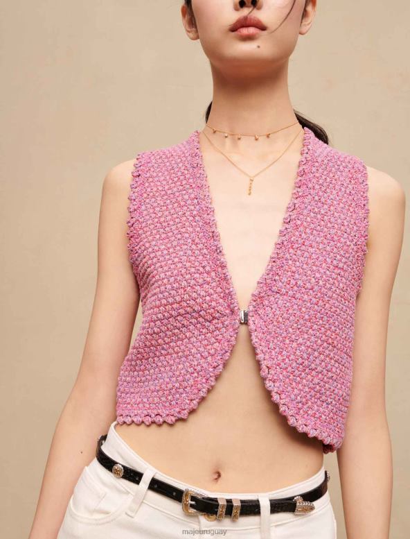 Maje top corto de tweed ropa rosa mujer 2J08B305