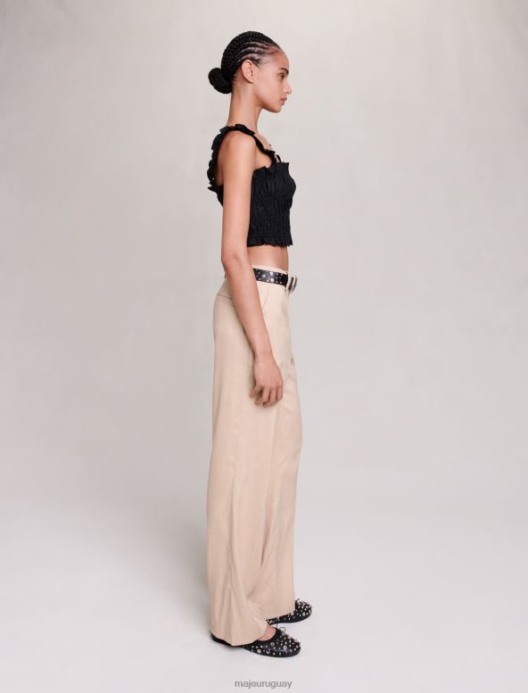 Maje top corto fruncido ropa negro mujer 2J08B45