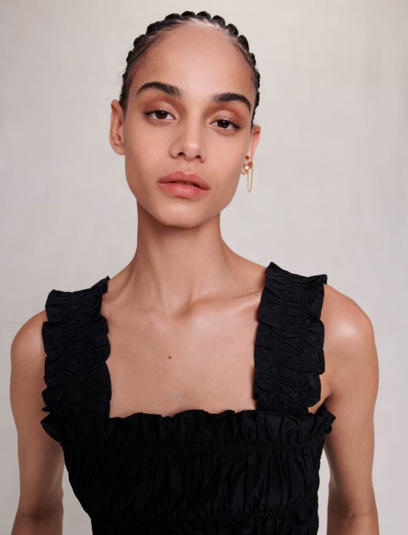 Maje top corto fruncido ropa negro mujer 2J08B45