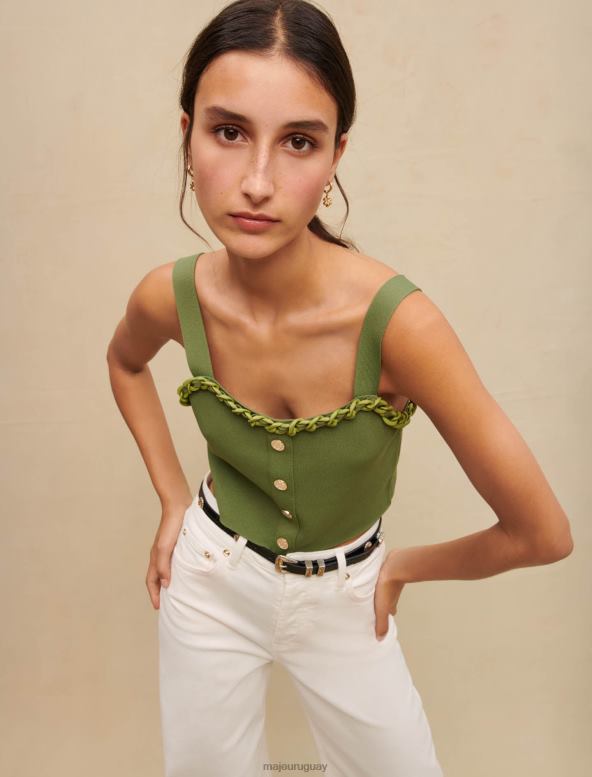 Maje top corto sin espalda ropa caqui mujer 2J08B270