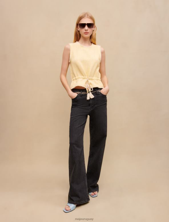 Maje top de tweed de lúrex sin mangas ropa de color amarillo pálido mujer 2J08B338
