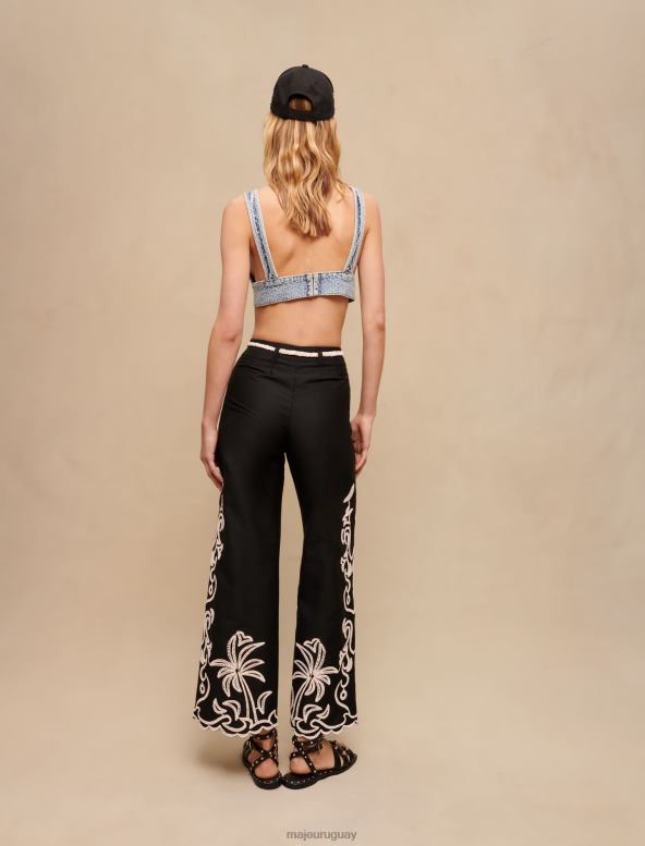 Maje top sujetador de mezclilla con pedrería ropa azul claro mujer 2J08B229