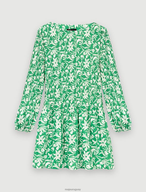 Maje minivestido de manga larga ropa imprimir verde onírico mujer 2J08B179