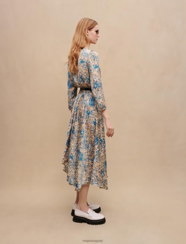 Maje vestido asimétrico con estampado animal ropa resumen azul mujer 2J08B171