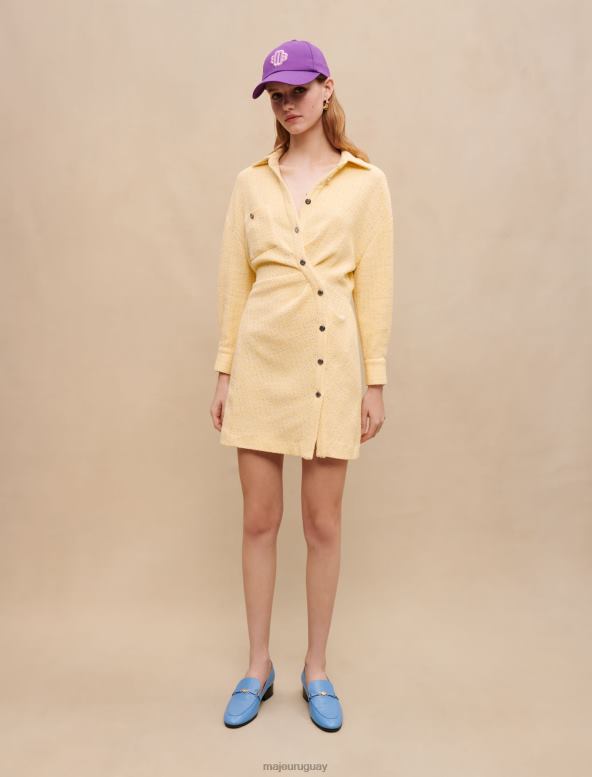 Maje vestido asimétrico de tweed de lúrex amarillo ropa de color amarillo pálido mujer 2J08B333
