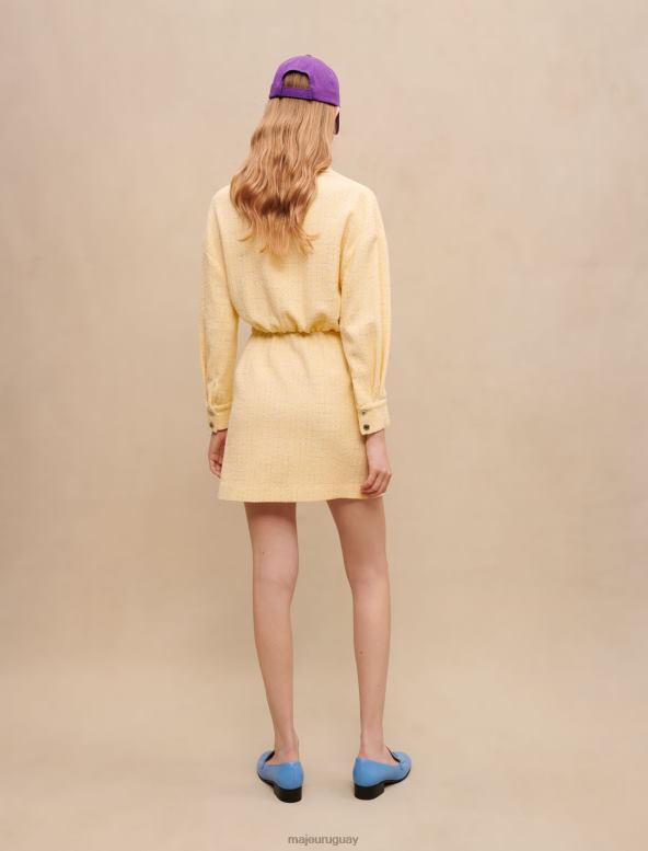 Maje vestido asimétrico de tweed de lúrex amarillo ropa de color amarillo pálido mujer 2J08B333