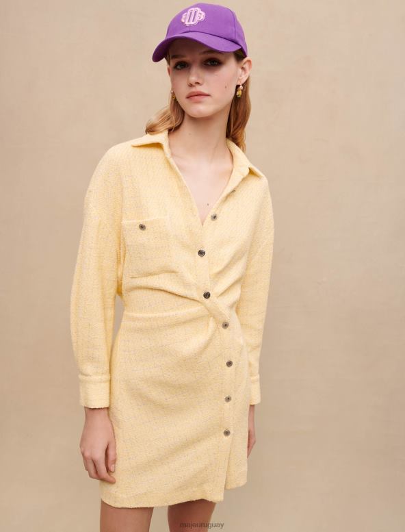 Maje vestido asimétrico de tweed de lúrex amarillo ropa de color amarillo pálido mujer 2J08B333