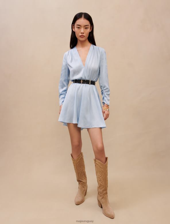 Maje vestido azul cielo ceñido ropa azul claro mujer 2J08B372
