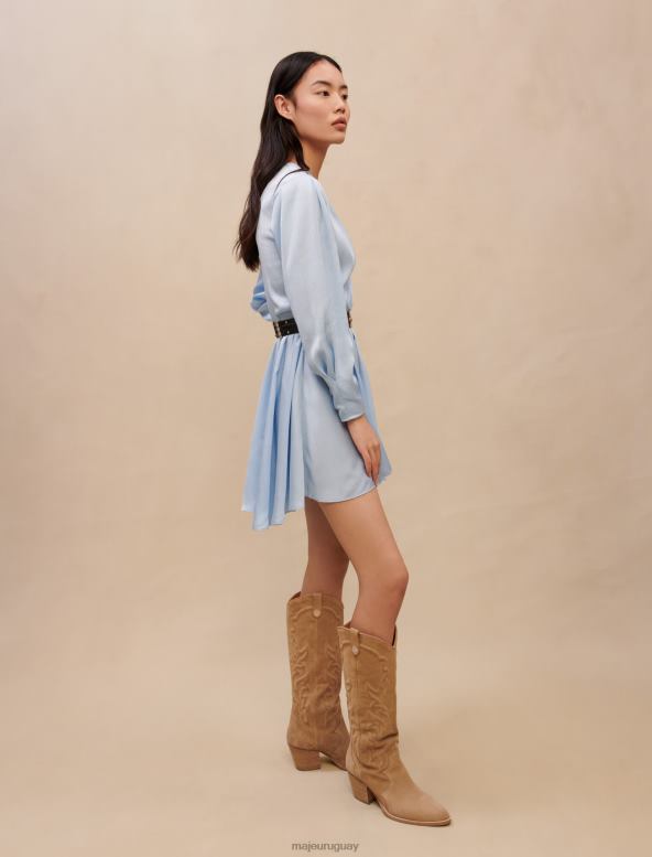 Maje vestido azul cielo ceñido ropa azul claro mujer 2J08B372