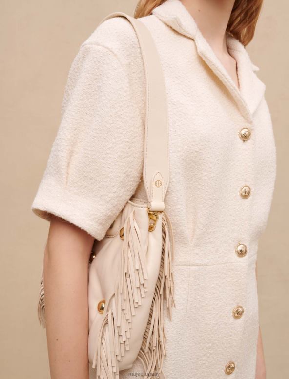 Maje vestido blanco de tweed con botones ropa crudo mujer 2J08B185