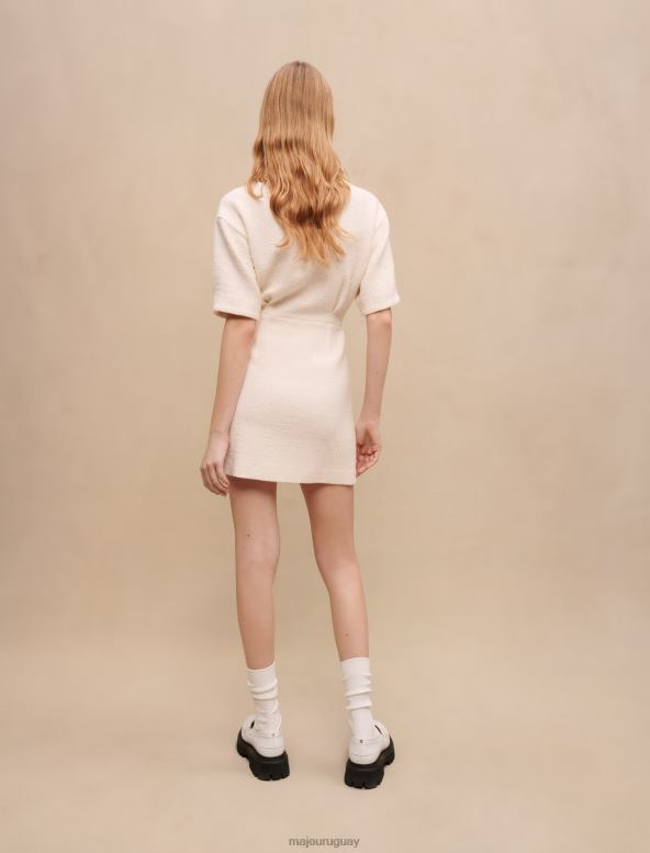 Maje vestido blanco de tweed con botones ropa crudo mujer 2J08B185