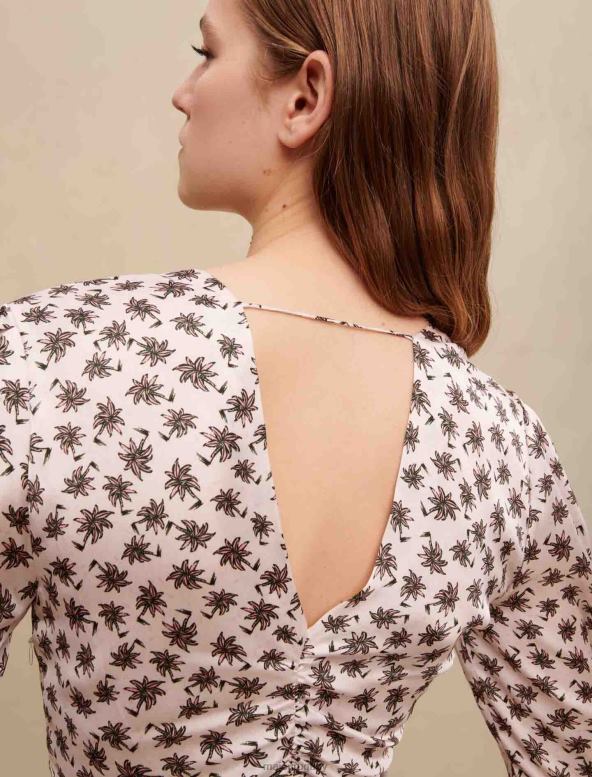 Maje vestido con estampado de palmeras ropa mini palmera rosa mujer 2J08B187