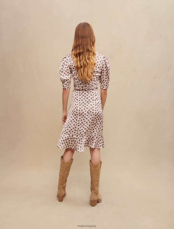 Maje vestido con estampado de palmeras ropa mini palmera rosa mujer 2J08B187