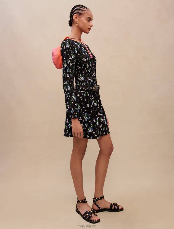 Maje vestido con estampado floral ropa ramo azul mujer 2J08B379