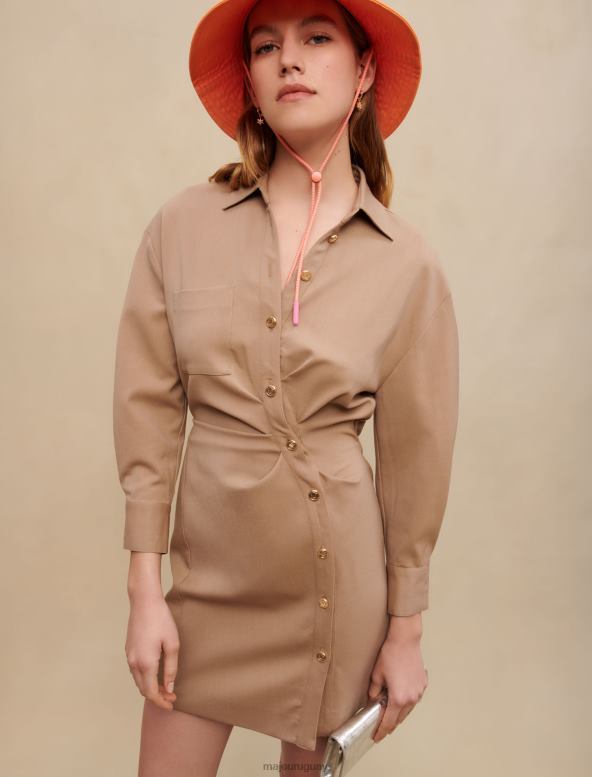 Maje vestido corto con botones ropa beige mujer 2J08B186
