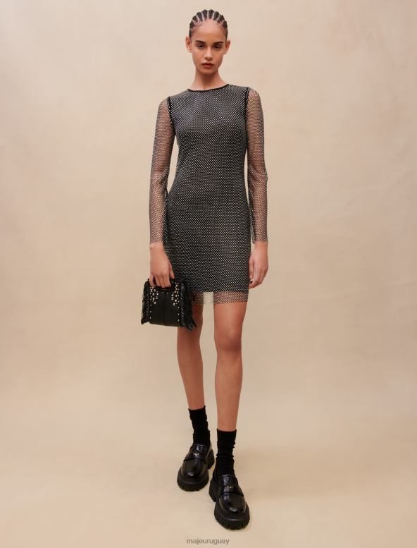 Maje vestido corto con diamantes ropa negro mujer 2J08B382