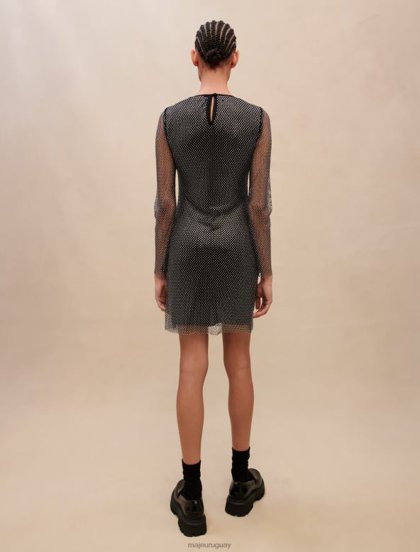 Maje vestido corto con diamantes ropa negro mujer 2J08B382