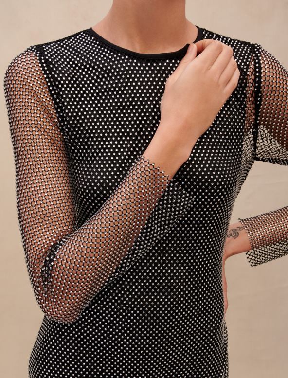 Maje vestido corto con diamantes ropa negro mujer 2J08B382