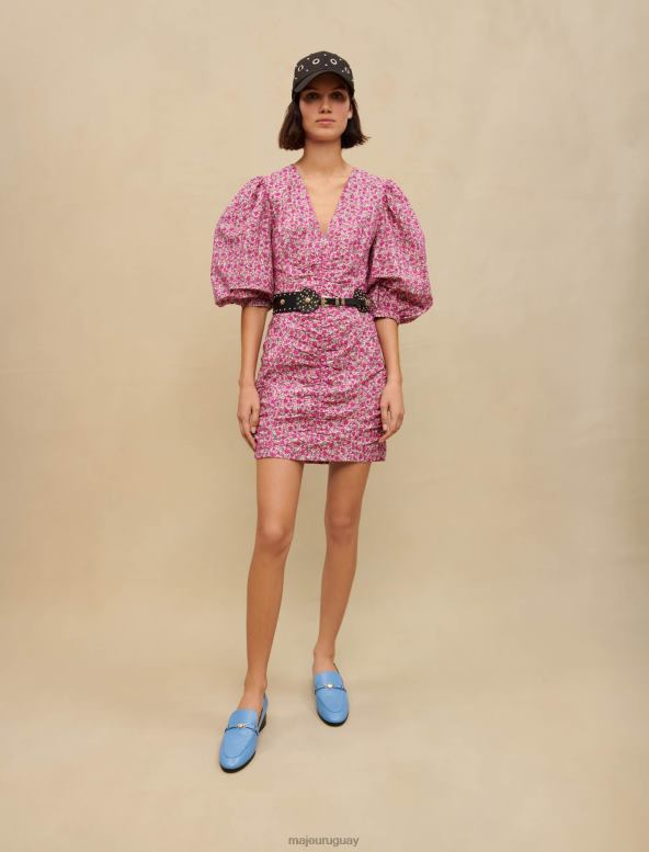 Maje vestido corto con estampado floral ropa flores bordadas fucsia mujer 2J08B298