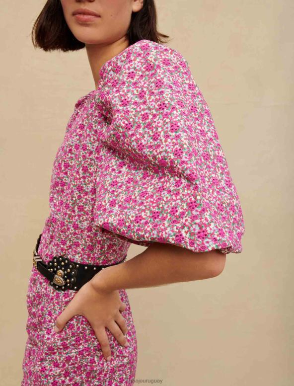 Maje vestido corto con estampado floral ropa flores bordadas fucsia mujer 2J08B298