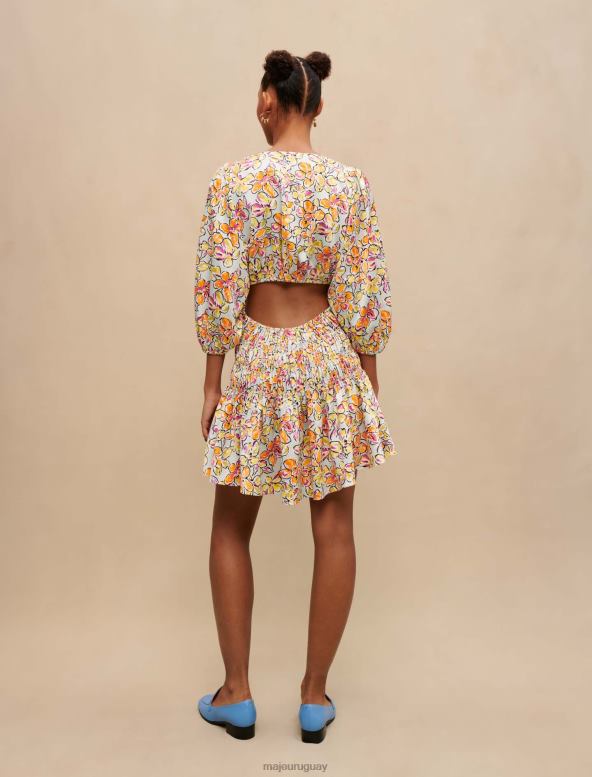 Maje vestido corto con estampado floral ropa hibisco azul naranja mujer 2J08B225