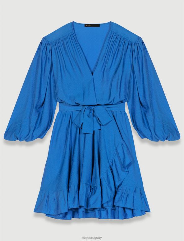Maje vestido corto con volantes ropa azul mujer 2J08B301