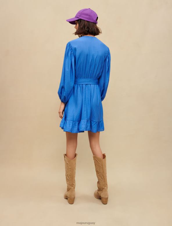Maje vestido corto con volantes ropa azul mujer 2J08B301