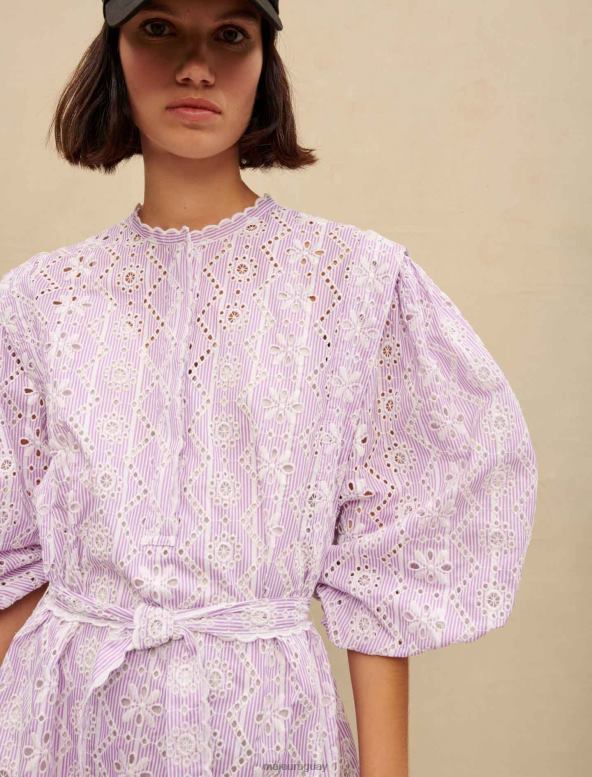 Maje vestido corto de algodón bordado ropa violeta de parma mujer 2J08B257