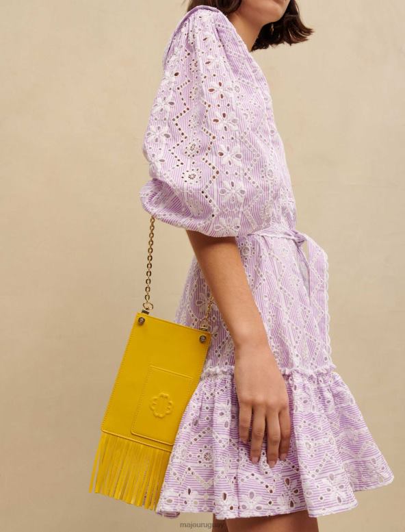 Maje vestido corto de algodón bordado ropa violeta de parma mujer 2J08B257