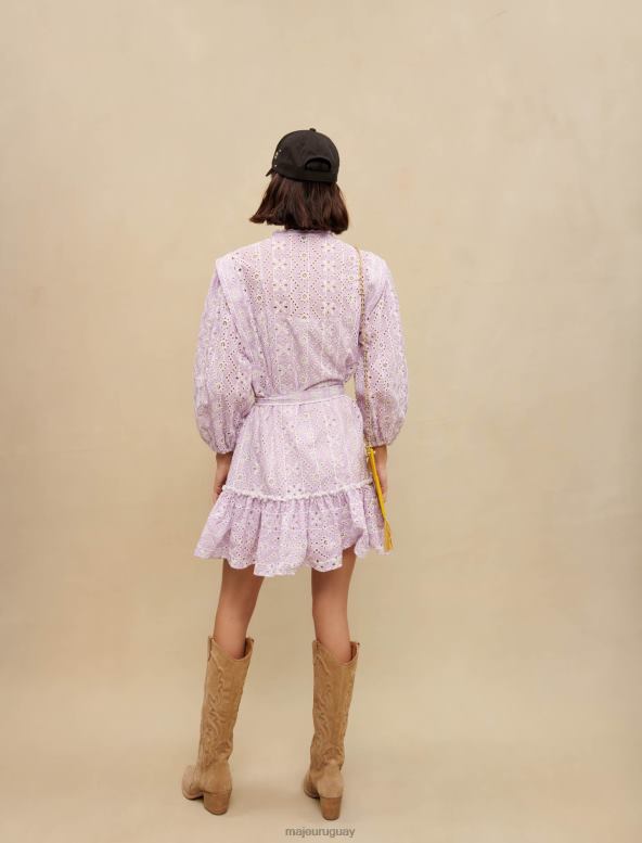 Maje vestido corto de algodón bordado ropa violeta de parma mujer 2J08B257