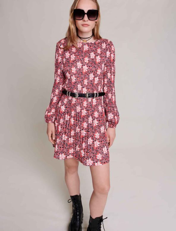 Maje vestido corto de flores ropa estampado de flores rojas mujer 2J08B4