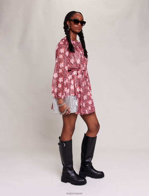 Maje vestido corto de flores ropa estampado de flores rojas mujer 2J08B8