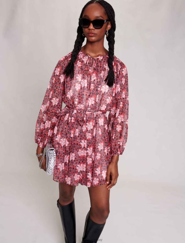 Maje vestido corto de flores ropa estampado de flores rojas mujer 2J08B8
