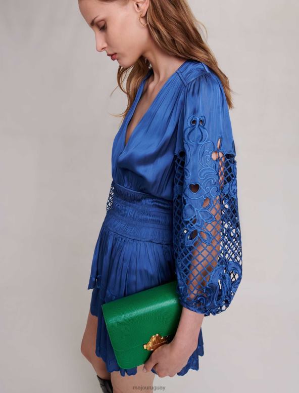 Maje vestido corto de raso ropa azul mujer 2J08B44