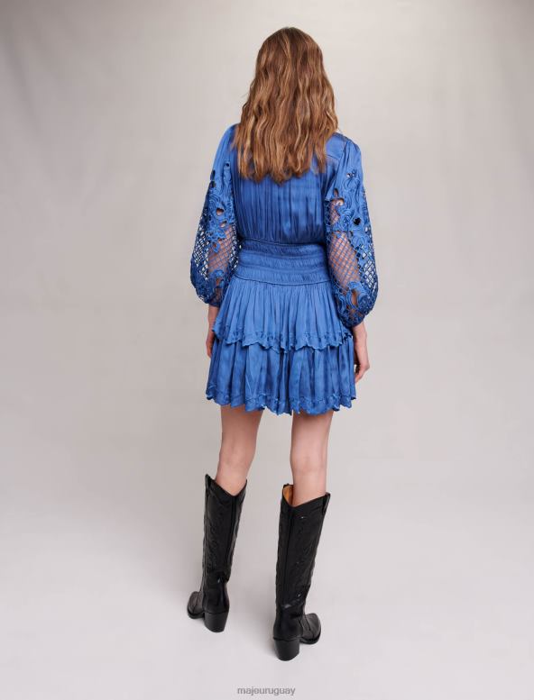Maje vestido corto de raso ropa azul mujer 2J08B44