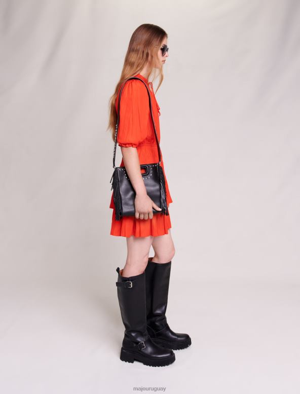 Maje vestido corto de satén con vuelo ropa cachorro rojo mujer 2J08B25