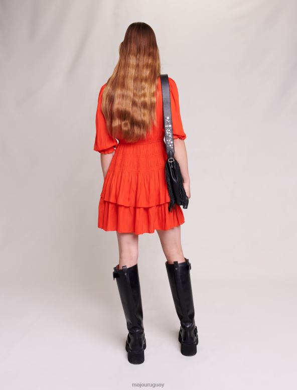 Maje vestido corto de satén con vuelo ropa cachorro rojo mujer 2J08B25