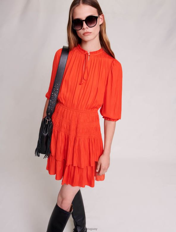 Maje vestido corto de satén con vuelo ropa cachorro rojo mujer 2J08B25
