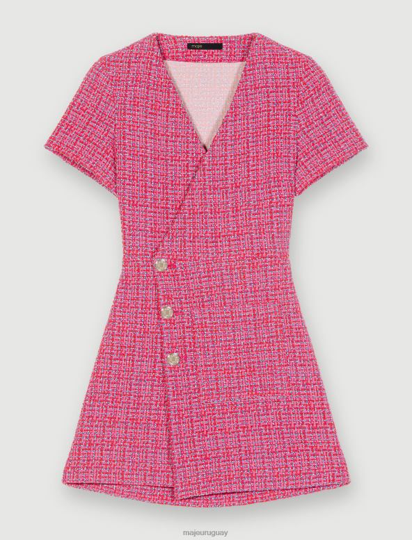 Maje vestido corto de tweed con espalda abierta ropa fucsia mujer 2J08B299