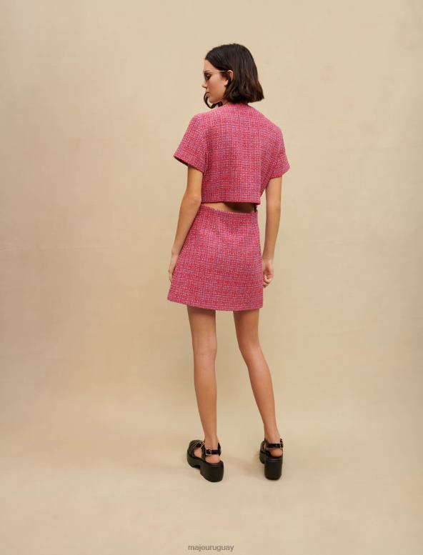 Maje vestido corto de tweed con espalda abierta ropa fucsia mujer 2J08B299