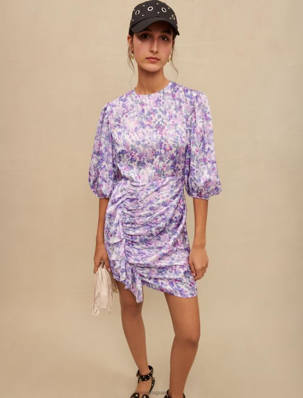 Maje vestido corto drapeado floral ropa flor secante mujer 2J08B302
