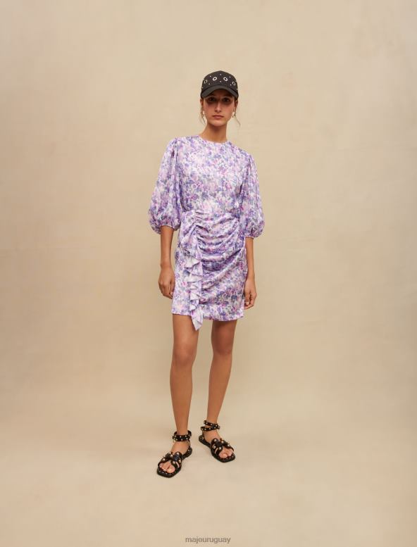 Maje vestido corto drapeado floral ropa flor secante mujer 2J08B302