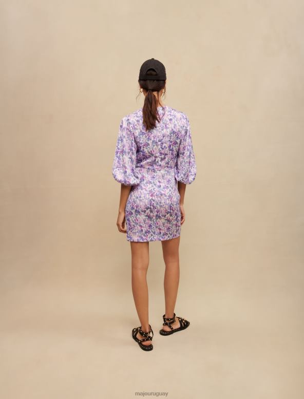 Maje vestido corto drapeado floral ropa flor secante mujer 2J08B302