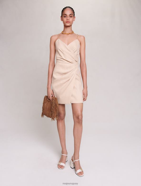 Maje vestido corto drapeado ropa beige mujer 2J08B42