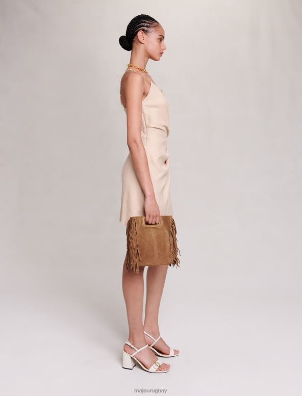 Maje vestido corto drapeado ropa beige mujer 2J08B42
