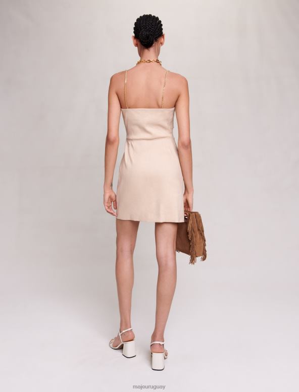 Maje vestido corto drapeado ropa beige mujer 2J08B42