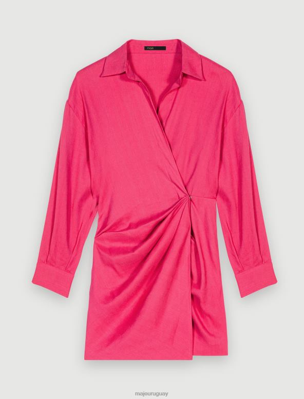 Maje vestido corto drapeado ropa fucsia mujer 2J08B176