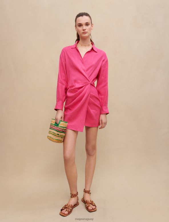 Maje vestido corto drapeado ropa fucsia mujer 2J08B176