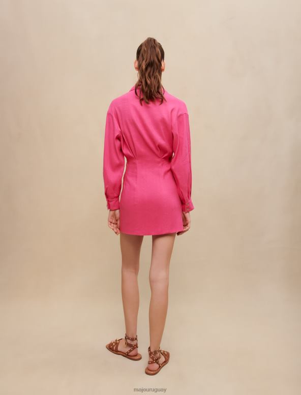 Maje vestido corto drapeado ropa fucsia mujer 2J08B176